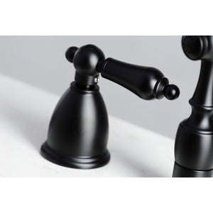 Kingston Brass KB1790ALBS 8-Inch Widespread Kitchen Faucet with Brass Sprayer, Matte Black
