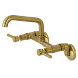 Kingston Brass KS823SB Concord Two-Handle Wall-Mount Kitchen Faucet, Brushed Brass