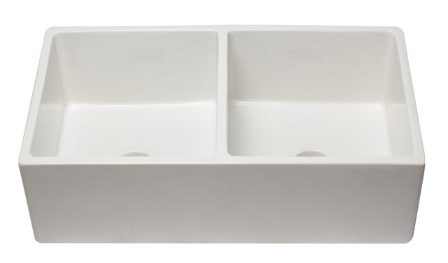 ALFI brand AB3318DB-W 33 inch White Reversible Double Fireclay Farmhouse Kitchen Sink