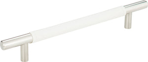 Atlas Homewares Zanzibar White Leather Pull 6 5/16 Inch (c-c) Polished Chrome