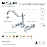 Kingston Brass KS1240PX Heritage Wall Mount Bridge Kitchen Faucet, Matte Black