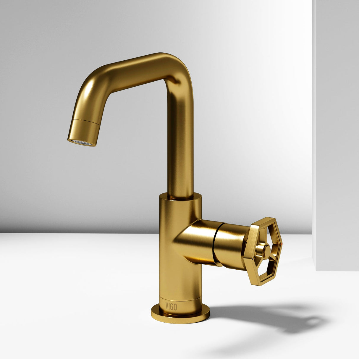 VIGO Ruxton Oblique Single Hole Bathroom Faucet in Matte Brushed Gold VG01051MG