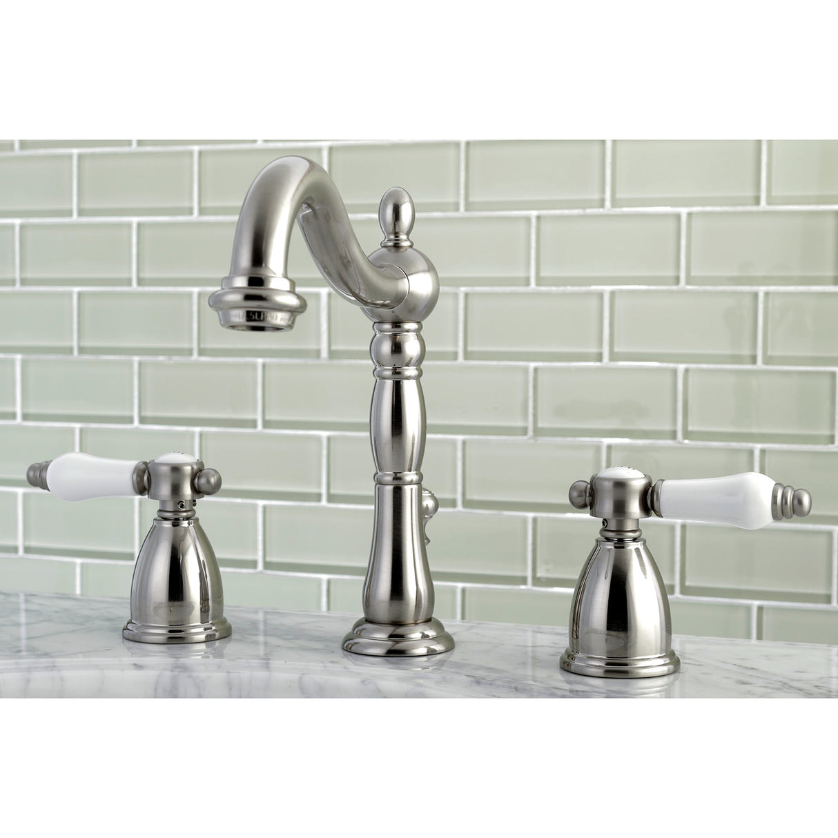 Kingston Brass KB1978BPL Bel-Air Widespread Bathroom Faucet with Plastic Pop-Up, Brushed Nickel