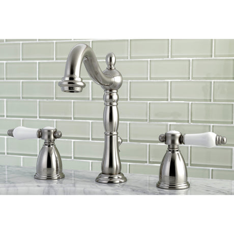 Kingston Brass KB1978BPL Bel-Air Widespread Bathroom Faucet with Plastic Pop-Up, Brushed Nickel