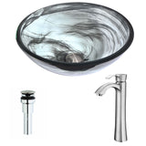 ANZZI LSAZ054-095B Mezzo Series Deco-Glass Vessel Sink in Slumber Wisp with Harmony Faucet in Brushed Nickel