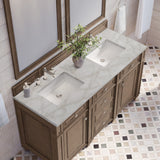 Bristol 60" Double Vanity, Whitewashed Walnut w/ 3 CM Victorian Silver Silestone Top