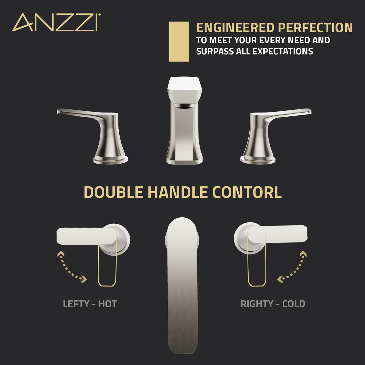 ANZZI L-AZ902BN 2-Handle 3-Hole 8 in. Widespread Bathroom Faucet With Pop-up Drain in Brushed Nickel