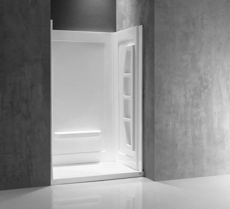 ANZZI SW-AZ011WH-R 48 in. x 36 in. x 74 in. 3-piece DIY Friendly Alcove Shower Surround in White