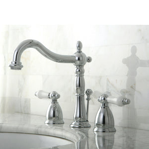 Kingston Brass KB1971PL Heritage Widespread Bathroom Faucet with Plastic Pop-Up, Polished Chrome