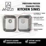 ANZZI KAZ3218-044 MOORE Undermount 32 in. Double Bowl Kitchen Sink with Sails Faucet in Polished Chrome