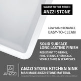 ANZZI K-AZ223-2B Roine Farmhouse Reversible Apron Front Solid Surface 35 in. Double Basin Kitchen Sink in White