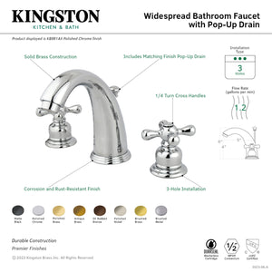 Kingston Brass KB980AX Victorian 2-Handle 8 in. Widespread Bathroom Faucet, Matte Black