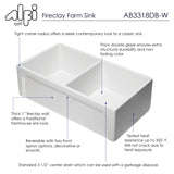 ALFI brand AB3318DB-W 33 inch White Reversible Double Fireclay Farmhouse Kitchen Sink