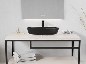 ANZZI LS-AZ913MB Ariadne Rectangle Glass Vessel Bathroom Sink with Matte Black Finish (Showroom Display for Sale)