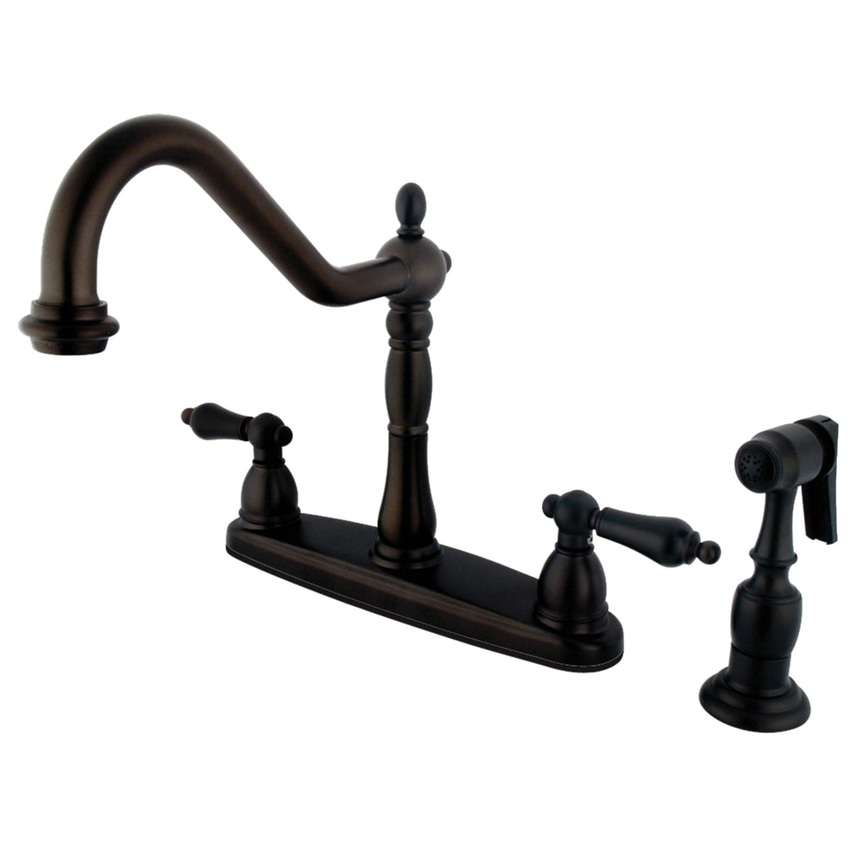 Kingston Brass KB1755ALBS Heritage Centerset Kitchen Faucet, Oil Rubbed Bronze