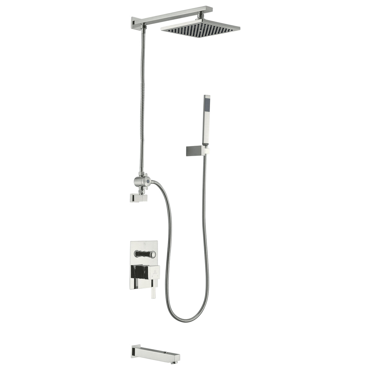 ANZZI SH-AZ013BN Byne 1-Handle 1-Spray Tub and Shower Faucet with Sprayer Wand in Brushed Nickel