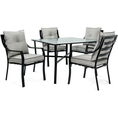 Hanover LAVDN5PC-SLV 5pc Dining Set: 4 Stationary Chairs, 1 Square Dining Table