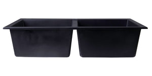 ALFI brand AB3420DI-BLA Black 34" Drop-In Double Bowl Granite Composite Kitchen Sink