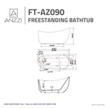 ANZZI FT-AZ090-R Series 5.92 ft. Freestanding Bathtub in White