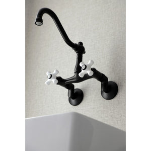 Kingston Brass KS3220PX Vintage 6" Adjustable Center Wall Mount Kitchen Faucet, Matte Black