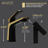 ANZZI L-AZ903MB-BG Single Handle Single Hole Bathroom Faucet With Pop-up Drain in Matte Black & Brushed Gold