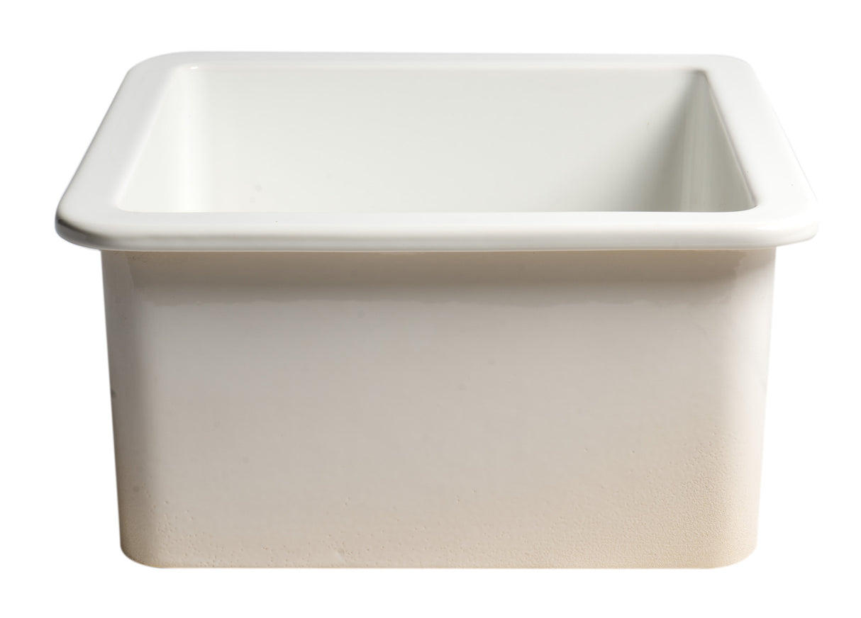 White Square 18" x 18" Undermount / Drop In Fireclay Prep Sink