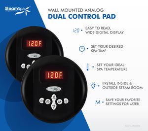 SteamSpa Programmable Dual Control Panels in Matte Black G-SC-2-75-MK