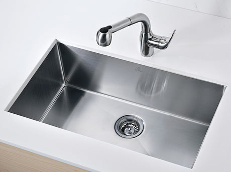 ANZZI K-AZ3018-1A Vanguard Undermount Stainless Steel 30 in. 0-Hole Single Bowl Kitchen Sink in Brushed Satin