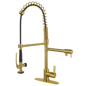 Gourmetier LS8503CTL Continental Single-Handle Pre-Rinse Kitchen Faucet, Brushed Brass