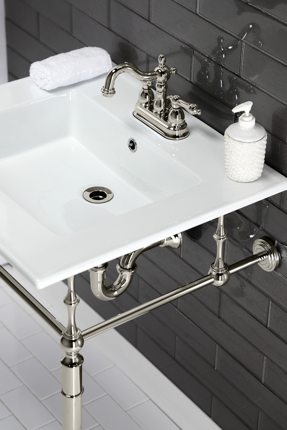 Kingston Brass KB1606AL Heritage 4 in. Centerset Bathroom Faucet, Polished Nickel