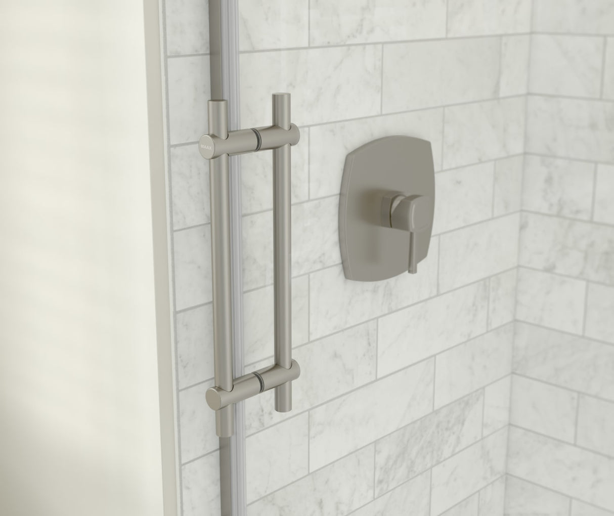 MAAX 137421-900-305-000 Odyssey SC 45-47 ½ x 78in. 8 mm Sliding Shower Door for Alcove Installation with Clear glass in Brushed Nickel