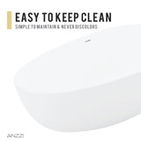 ANZZI BS-S06 Makot 5.6 ft. Man-Made Stone Center Drain Freestanding Bathtub in Matte White