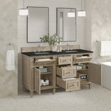 Lorelai 60" Double Vanity, Whitewashed Oak, w/ 3 CM Phantome Eclos Top