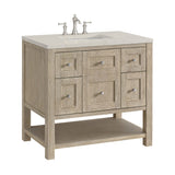 Breckenridge 36" Single Vanity, Whitewashed Oak, w/ 3 CM Siberian Silestone Top