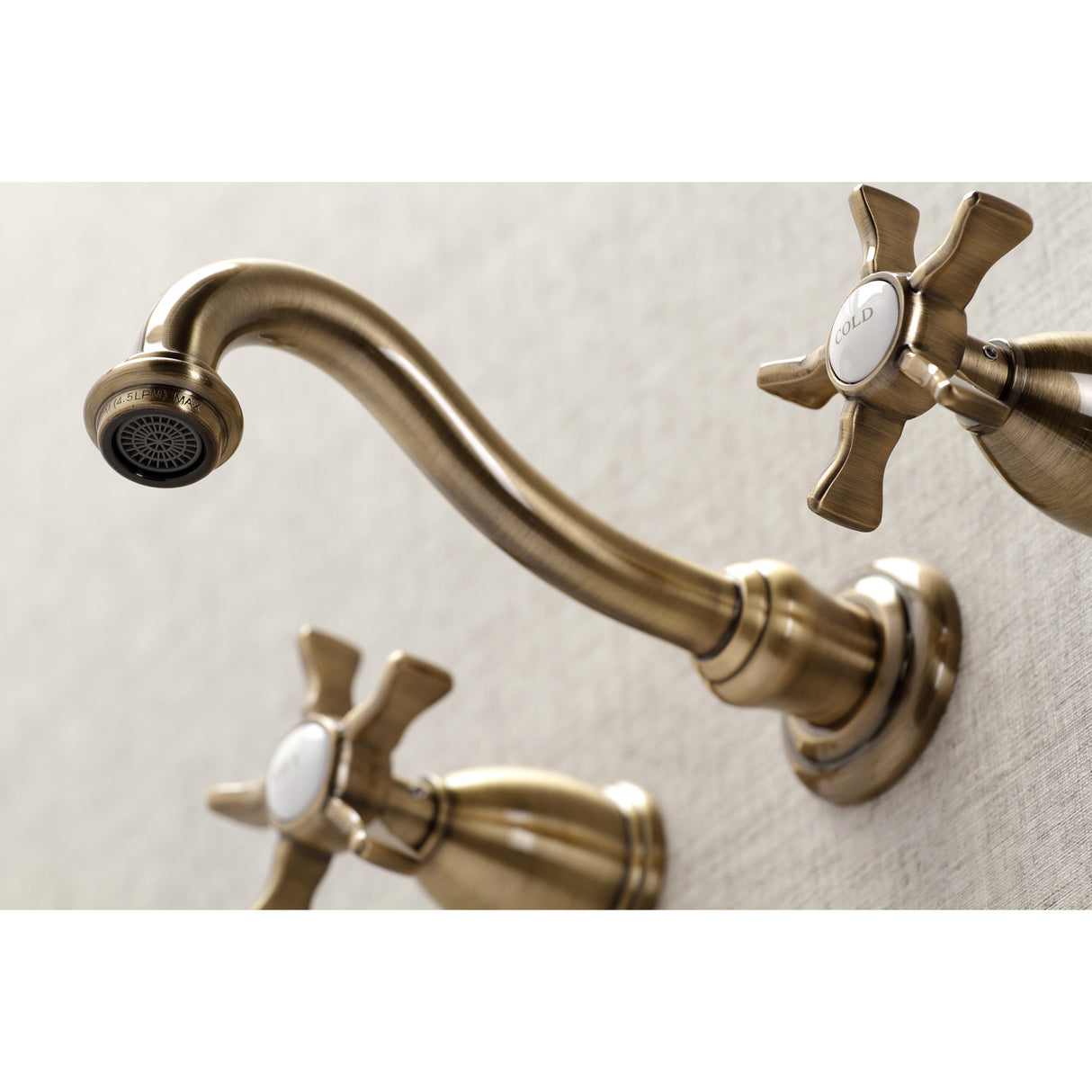 Kingston Brass KS3123NX Hamilton Two-Handle Wall Mount Bathroom Faucet, Antique Brass