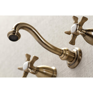 Kingston Brass KS3123NX Hamilton Two-Handle Wall Mount Bathroom Faucet, Antique Brass