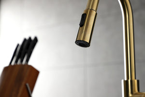 Gourmetier LS8783CTL Continental Single-Handle Pull-Down Kitchen Faucet, Brushed Brass