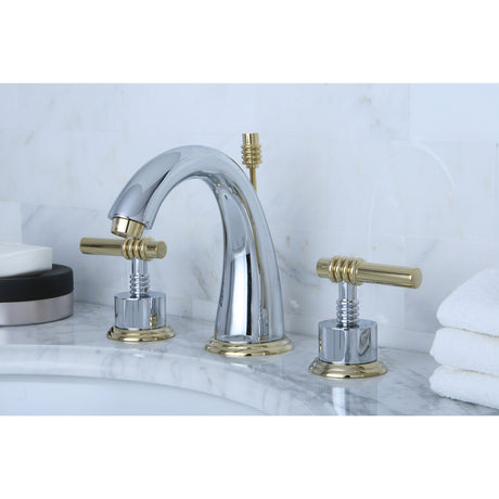 Kingston Brass KS2964ML Milano Widespread Bathroom Faucet, Polished Chrome/Polished Brass