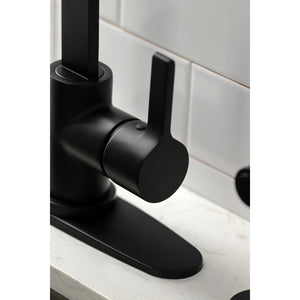 Kingston Brass LS8710CTLBS Continental Single-Handle Kitchen Faucet with Brass Sprayer, Matte Black