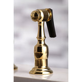 Kingston Brass KS7272AXBS English Country 8" Bridge Kitchen Faucet with Sprayer, Polished Brass