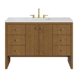 Hudson 48" Single Vanity, Honey Oak w/ 3 CM White Zeus Silestone Top