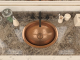 ANZZI BS-002 Seyhan 19 in. Handmade Drop-in Oval Bathroom Sink in Hammered Copper