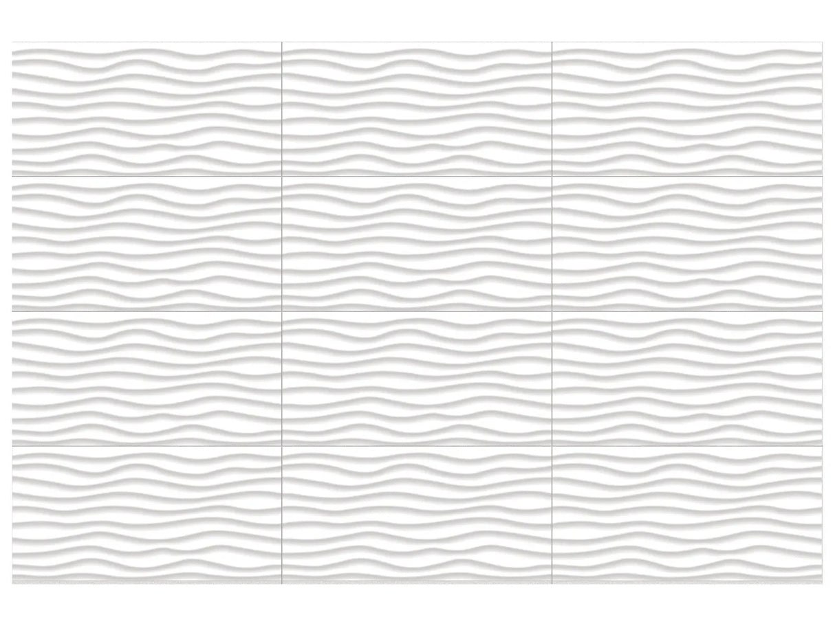 Anatolia 12X24 Linea Oblique Sculpted White Glossy Wall Tile 4000-0045-2 Linea Oblique 12x24 - premium natural stone mosaic tile from Anatolia Tile, available at PoshHaus showroom in Keene, NH