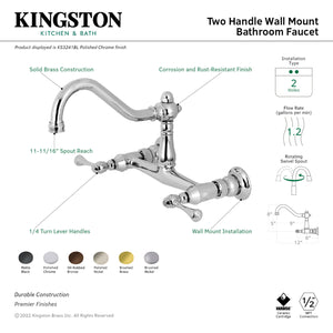 Kingston Brass KS3245BL Vintage Wall Mount Bathroom Faucet, Oil Rubbed Bronze