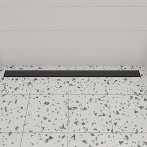 ALFI brand 47" Black Matte Brushed Stainless Steel Linear Shower Drain with Solid Cover