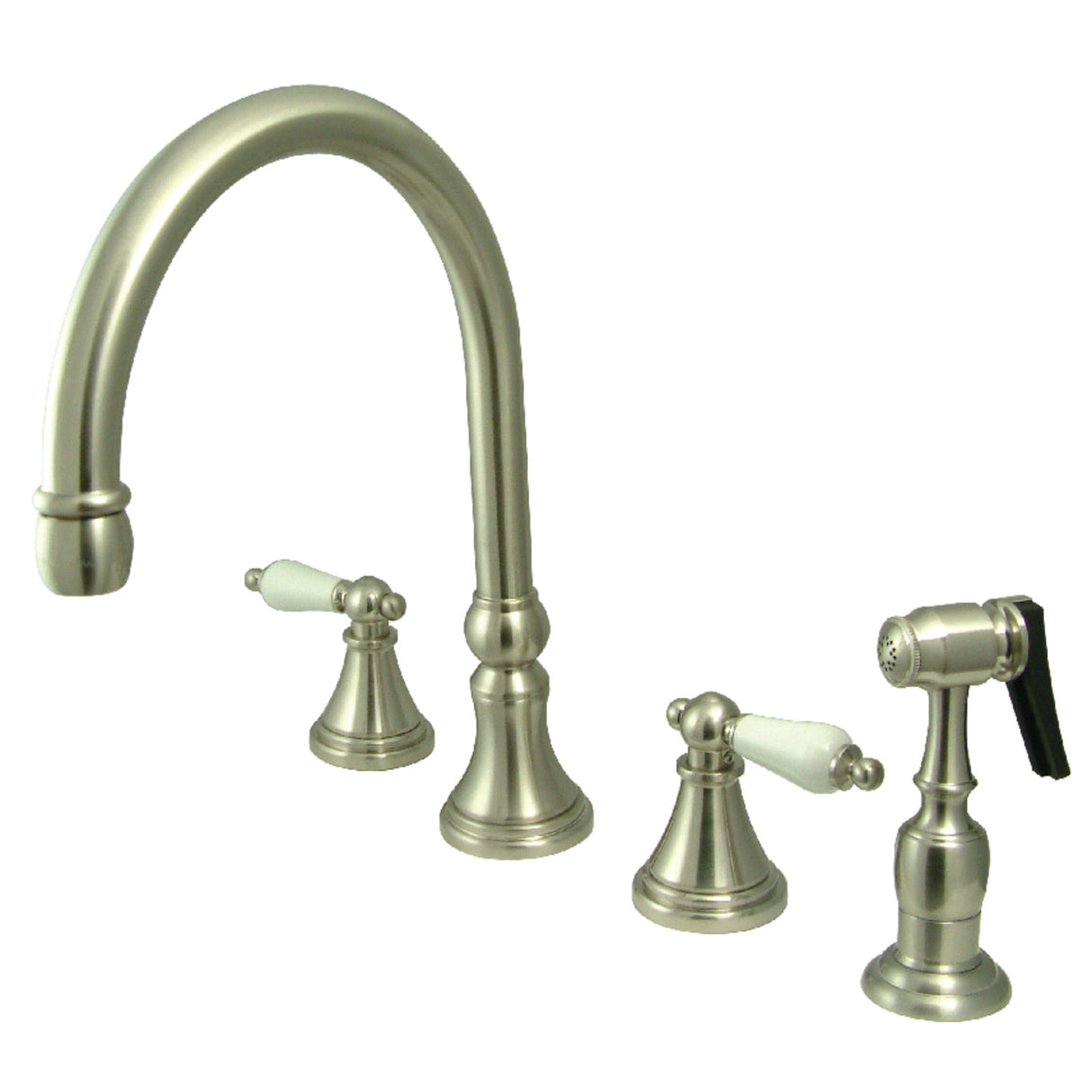 Kingston Brass KS2798PLBS Widespread Kitchen Faucet, Brushed Nickel