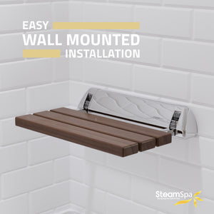 Kind 20 in. Teak Wall Mounted Folding Shower Seat SS-K-CH