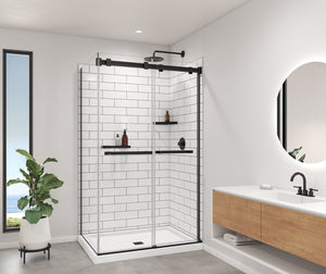 MAAX 107462-301-526 Utile 4836 Composite Direct-to-Stud Two-Piece Corner Shower Wall Kit in Metro Tux