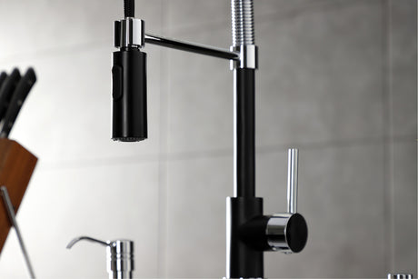 Gourmetier LS8777DL Concord Single-Handle Pre-Rinse Kitchen Faucet, Matte Black/Polished Chrome