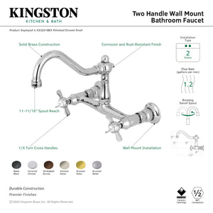 Kingston Brass KS3246BEX Essex Wall Mount Bathroom Faucet, Polished Nickel